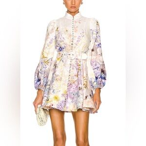 Zimmermann Rhythmic Belted Button-Front Minidress